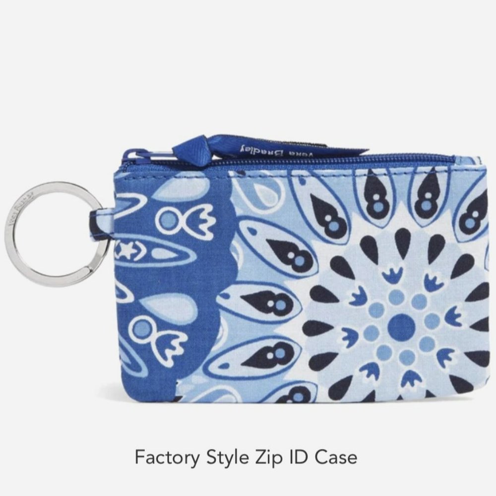 Vera Bradley Signature Cotton Zip ID Case Blue Star Medallion NWT DISCONTINUED